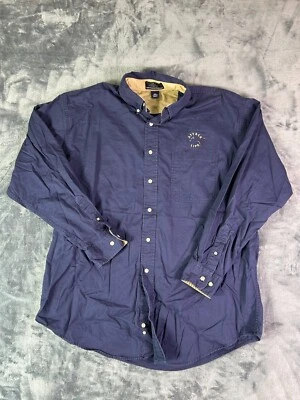 Camisa Greg Norman Collection Shark Attack Life Abotonada Grande Azul Marino Chino Foto 1 de 4