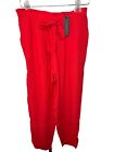 Bobi Black Red Paperbag Waist Pants In Luxe Crepe Womens Size M