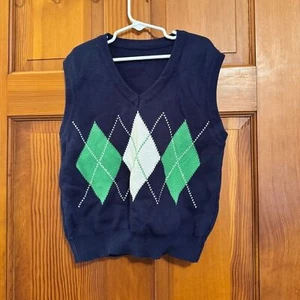 Navy Argyle Shein Youth Sweater Vest [Clothing 399] - Picture 1 of 7