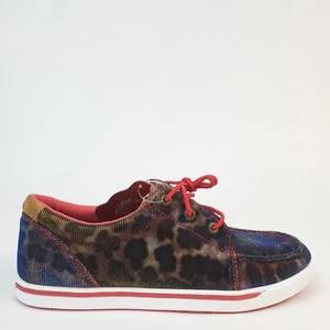 Twisted X Casual Shoes Leopard Brown Red Blue Iridescent SMUCA05 Womens Size 10M - Picture 1 of 12