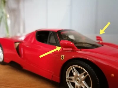 Espejos retrovisores de repuesto 1:18 rojo modelo coche, lado izquierdo + derecho repuestos Foto 1 de 4