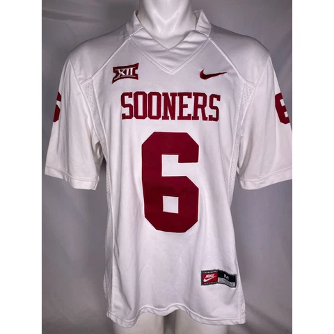 Baker Mayfield #6 Oklahoma Sooners NIKE White Jersey Men's MEDIUM Cover