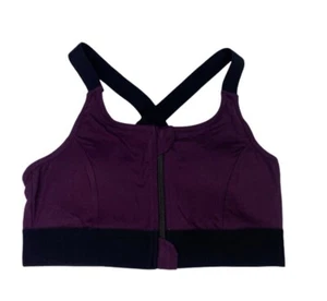 Reggiseno sportivo medio LULAROE consistente nero con cerniera prugna adatto a 6/8 - Foto 1 di 2