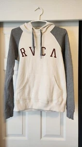 RVCA Hoodie Off White Gray Sleeves Size Small - Picture 1 of 4