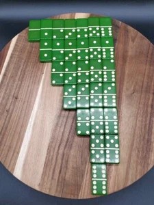 Set Of 28 Double 6 Green Bakelite Dominos Cardinal Brand? - Picture 1 of 2