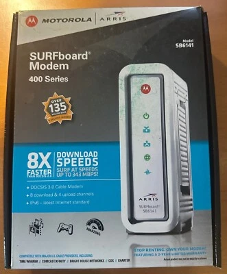 Motorola ARRIS SURFBoard Model SB6141 - DOCSIS 3.0 Cable Modem New Pre Owned - Image 1 of 4