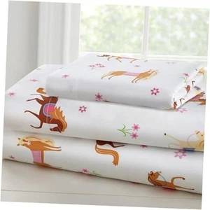 Kids Microfiber Twin Sheet Set for Boys and Girls, Bedding Sheet Set Horses - Picture 1 of 7