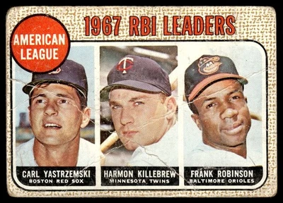 1968 Topps AL RBI Leaders Robinson / Killebrew / Yastrzemski Boston Red Sox #4 - Image 1 of 2