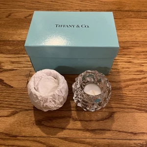 Tiffany & Co. Rock Cut Crystal Votive Candle Holders Set of 2 W Box - Picture 1 of 8