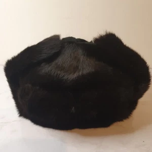 Vintage Ushanka Russian Real Fur Mex. Mink?? Trapper Hat Mens Leningrad - Picture 1 of 11