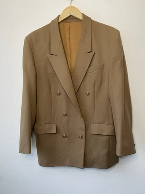 Blazer Burberrys Vintage Pre 1990 100% Lana Mujer 14 Reg Camel Dorado Botones Foto 1 de 4