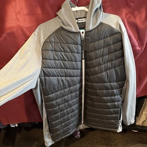 New Black Clover Jaxon Quilted Jacket XXL Black/ Gray Hooded - Picture 1 of 11