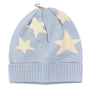 NWT J. Crew Girls' Light Blue W/Stars Knit Hat/Beanie - SIZE S/M - Picture 1 of 6