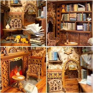 CUTEBEE DIY Book Nook Kit - DIY Miniature Dolls House Kit with Furniture and LED - Picture 1 of 9