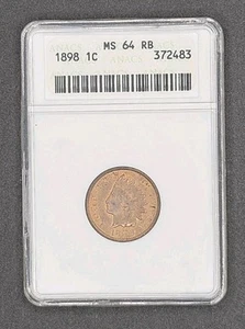1898 Indian Head Cent | ANACS MS64RB - Picture 1 of 4