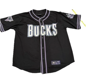 Vintage Colosseum Milwaukee Bucks Baseball Trikot schwarz Knopfleiste Größe XL - Bild 1 von 8