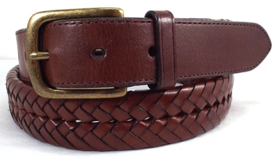 EUC Coach #F66104 Brown Leather Braided Leather 1 1/8" Casual / Golf Belt Sz 36 - Image 1 of 4