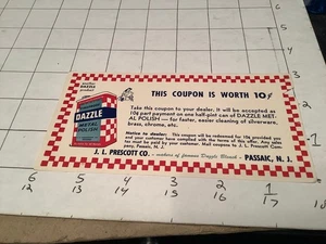 Vintage Original Coupon: early DAZZLE Metal Polish - Prescott; 10 cents, no zip - Picture 1 of 2