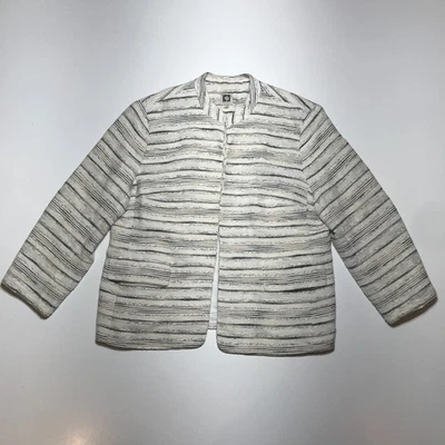 Женская куртка Anne Klein с принтом без воротника цвет слоновой кости серый комбинированный размер 16 - Изображение 1 из 4