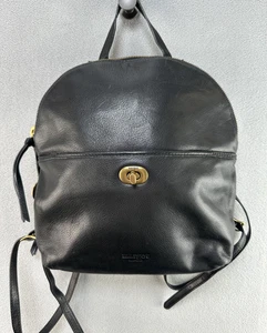 Margot Backpack Black Leather Turnlock Camille Zip Top Gold Hardware - Picture 1 of 12