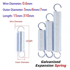 Galvanised Expansion Spring 15mm-310mm Extension Tension Wire Dia 0.6 mm Spring - Picture 1 of 12