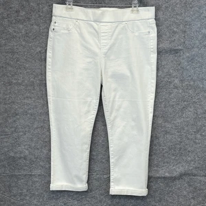 Liverpool Damenjeans Größe 12 hellweiß Capri Pull-On gerollte Bündchenhose gebraucht, in einwandfreiem Zustand - Bild 1 von 16