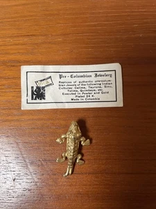 Pre-Columbian Authentic Replica Crocodile Alligator Pendant 24K Gold Plated - Picture 1 of 4