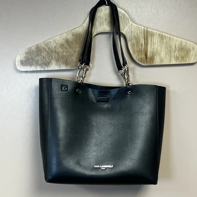 Karl Lagerfeld Paris Tote Bag Purse Handbag Satchel Shopper Carryall Black - Image 1 of 4