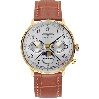 Reloj para mujer Zeppelin LZ 129 Hindenburg 7039-1 fase lunar esfera plateada día fecha Foto 1 de 4