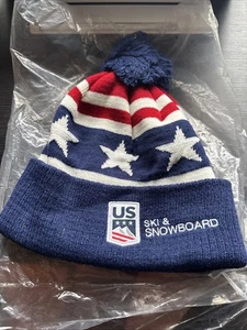 USA Ski & Snowboard Team Flagge Beanie Mütze Einheitsgröße mit Bommel neu in Tasche - Bild 1 von 3