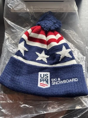 EE. UU. Equipo de Esquí y Snowboard Bandera Gorro Talla Única con Pom Pom Nuevo en Bolsa Foto 1 de 3