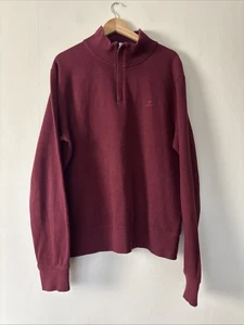 Mens Gant Burgundy Red Cotton 1/4 Zip Jumper Size XL - Picture 1 of 10