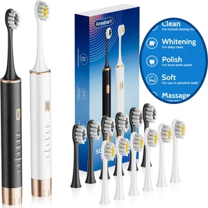 2 Pack Electric Toothbrush Sonic Toothbrush USB Rechargeable 12 Heads 6 Modes - Picture 1 of 7