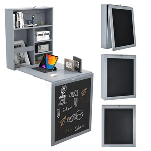 Wall Mounted Table Fold Out Convertible Desk with A Blackboard/Chalkboard Grey - Picture 1 of 10