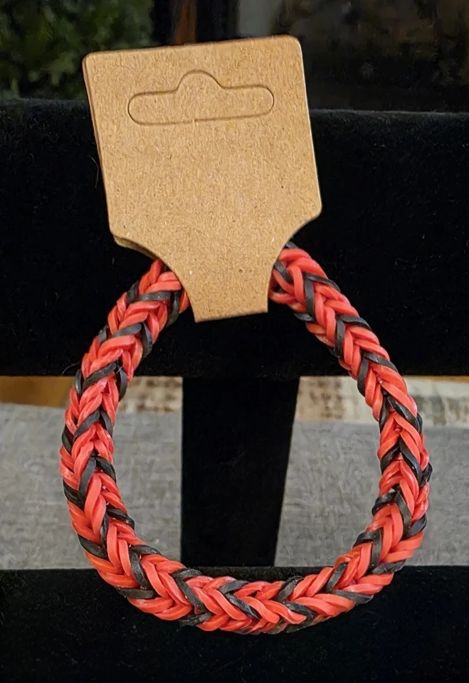 Rainbow Loom Bracelets. Handmade Rainbow Loom BraceletsThin Red Line 7in - Image 1 of 1