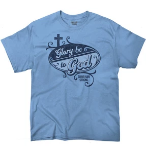 Christian Strong Faith Glory Be To God Cross Damen Grafik Rundhalsausschnitt T-Shirt Tee - Bild 1 von 8