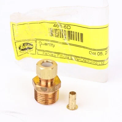 Brass Fairview 468-6D Tube Fitting, 3/8" Poly Tube OD x 1/2" Male NPT, 4686D - Image 1 of 4