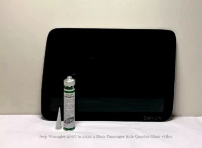 Fit Jeep Wrangler 2007 to 2010 4 Door Passenger Side Quarter Glass Window +Glue - Image 1 of 2