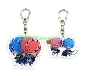 Set of 2 Re:ZERO Starting Life Another World Anime Acrylic Keychain Rem Ram v4 - Bild 1 von 2