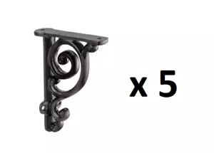 *5* Richelieu 3-9/16" x 3-15/16" Matte Black Forged Iron Rustic Shelf Bracket - Picture 1 of 6