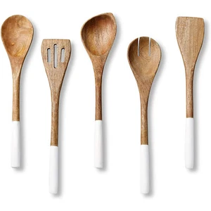 Wooden Spoons for Cooking Set for Kitchen Non Stick Cookware Tools, White - Picture 1 of 6
