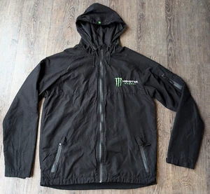 Monster Energy Jacket Mens Small Full Zip Hooded Windbreaker SoftShell Vtg Y2K - Picture 1 of 16