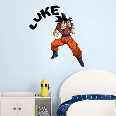 KRAFTMATICS DESIGN Goku Dragon Ball CUSTOM NAME Wall Decal Nursery Vinyl Sticker Home Decor