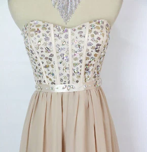 Neu Night by Teeze Me formelles trägerloses langes Kleid champagner Einzelhandel 160 $ Größe 9 - Bild 1 von 12