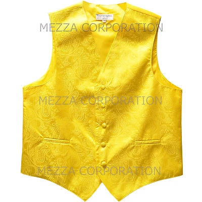 New Men's Vesuvio Napoli Paisley Tuxedo Vest Waistcoat only prom party Yellow - Image 1 of 3