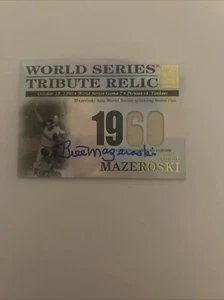 1960 TOPPS TRIBUTE WORLD SERIES RELIC BILL MAZEROSKI WORLD CHAMPION AUTO #1 - Picture 1 of 2