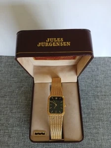 Vintage Men's Jules Jurgensen Gold Plated Diamond Watch Original Box - Picture 1 of 7