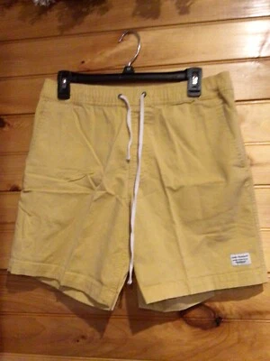 Pantalones cortos modernos de diversión para hombre 🩳 cintura elástica cordón pequeño amarillo Foto 1 de 4