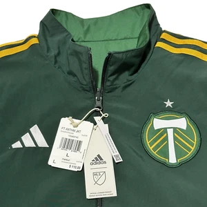 ADIDAS Men's Jacket L Green MLS Portland Timbers Anthem Reversible $110 New NWT - Picture 1 of 11