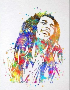 BobMarley, Watercolor Artistic Poster Print 8x10 inches Unframed - Picture 1 of 2